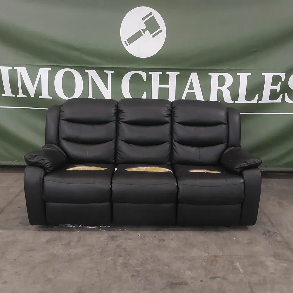 QUALITY DESIGNER FAUX LEATHER 3 SEATER RECLINER SOFA - DAMAGED