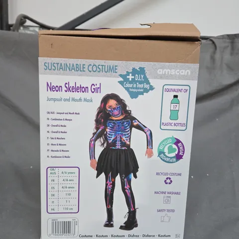 AMSCAN NEON SKELETON GIRL - 4/6 YEARS