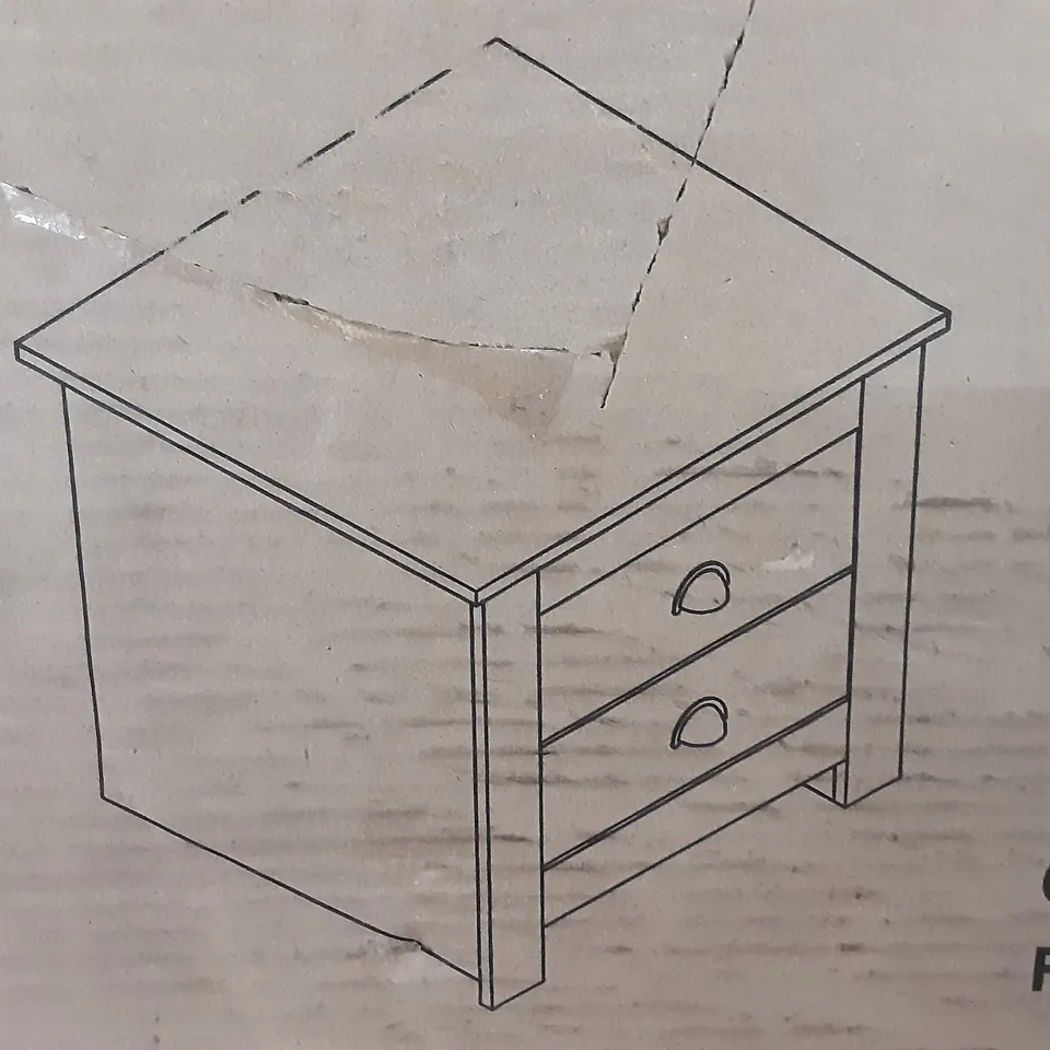 BOXED LANCASTER 2 DRAWER BEDSIDE IN CREAM 