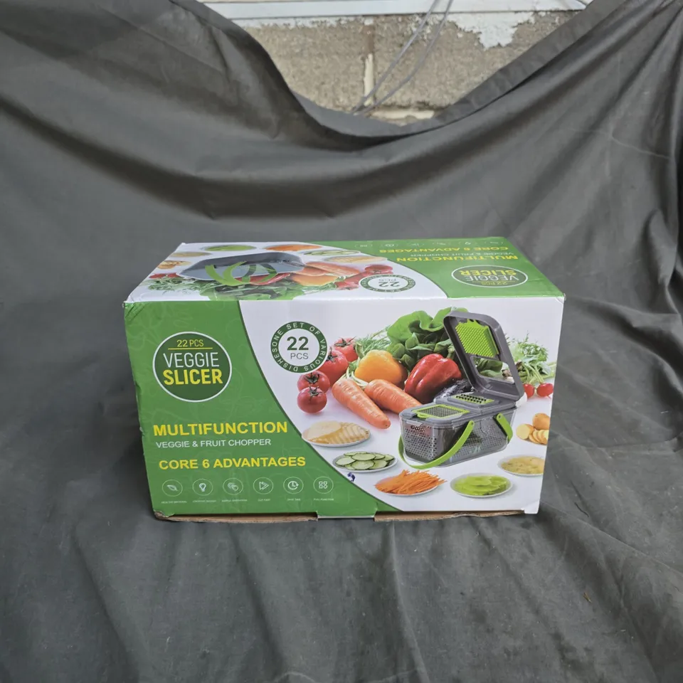 VEGGIE SLICER & MULTIFUNCTION VEGGIE & FRUIT CHOPPER – 22-PIECE BOXED SET
