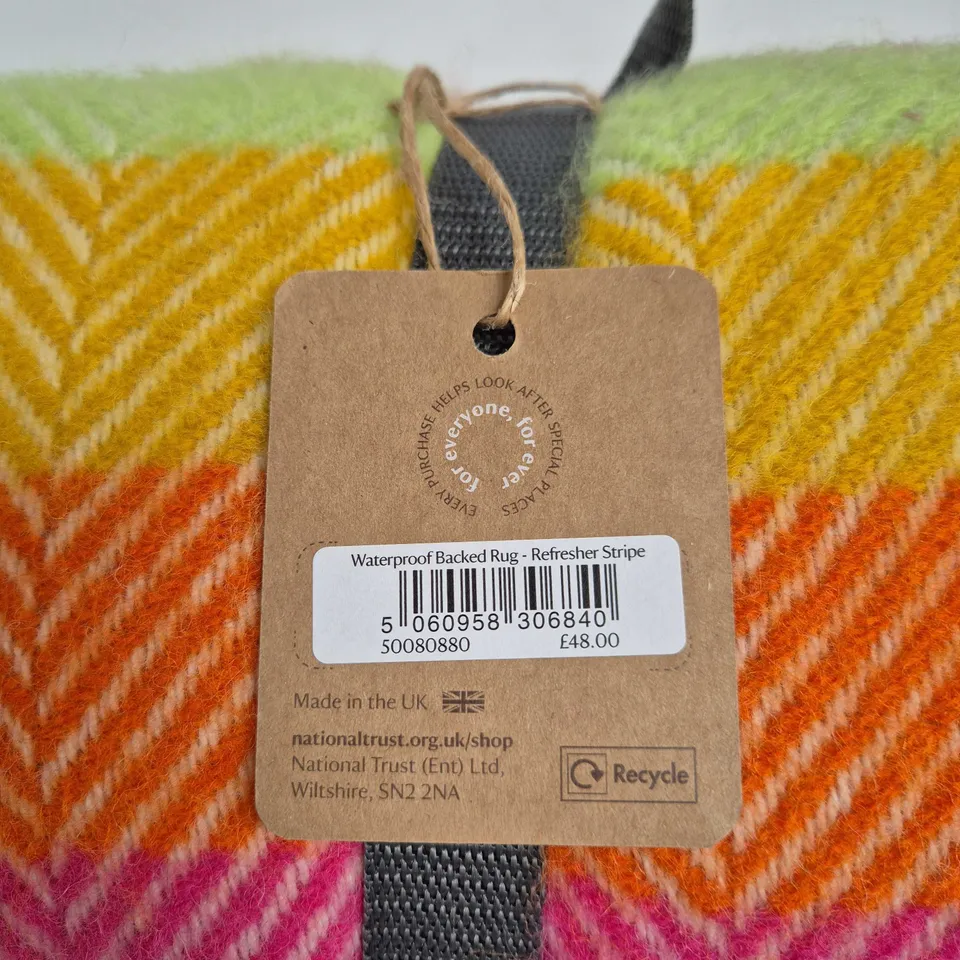 NATIONAL TRUST WATERPROOF BACKED RUG – REFRESHER STRIPE, MULTICOLOUR