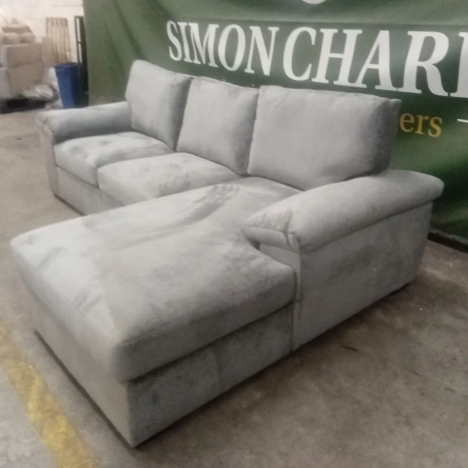 SALERNO STANDARD SEATER FABRIC RIGHT HAND CORNER CHAISE SOFA - GREY RRP £999