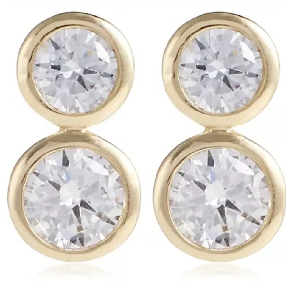 FIRE LIGHT 1CT LAB GROWN DIAMOND BEZEL SET BUBBLE STUD EARRINGS 9CT GOLD