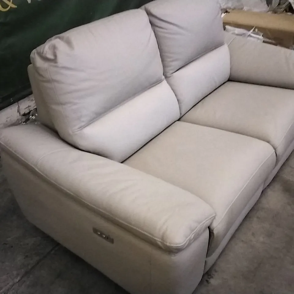 QUALITY DESIGNER CREAM LEATHER ELECTRIC RECLINER 2 SEATER SOFA