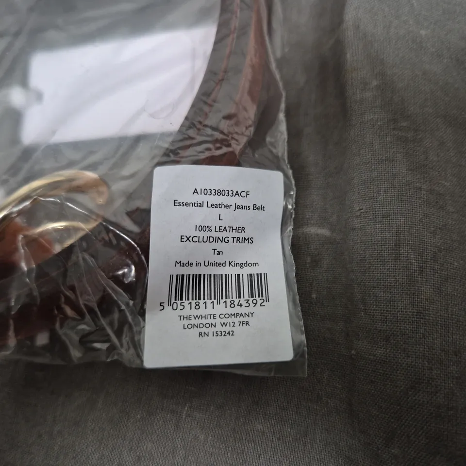 THE WHITE COMPANY ESSENTIAL LEATHER JEANS BELT – TAN, SIZE L