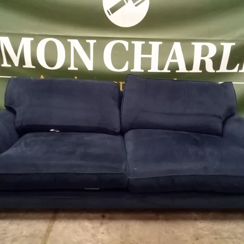 QUALITY THE LOUNGE CO DESIGNER BRIONY 3 SEATER SOFA - DARK BLUE FABRIC