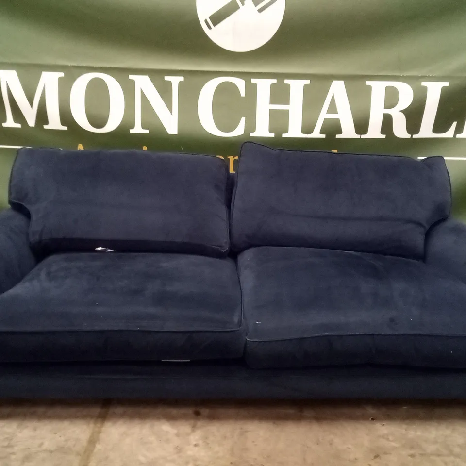 QUALITY THE LOUNGE CO DESIGNER BRIONY 3 SEATER SOFA - DARK BLUE FABRIC 