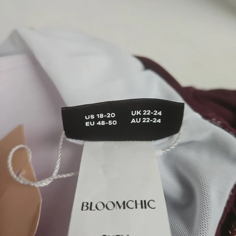 BLOOMCHIC BURGUNDY WOMEN’S PLAYSUIT, UK 22-24 (US 18-20) – SLEEVELESS WITH WAIST BELT