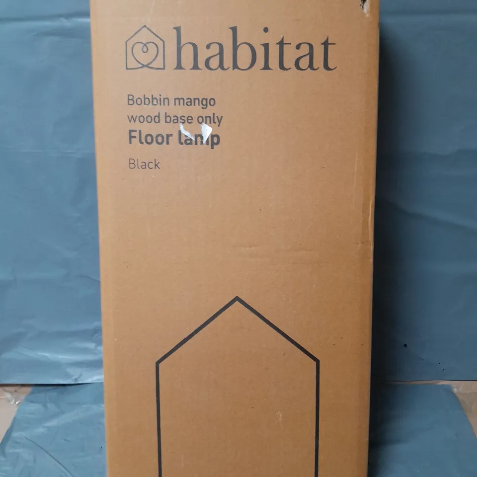 BOXED HABITAT BOBBIN MANGO WOOD BASE ONLY FLOOR LAMP - BLACK 