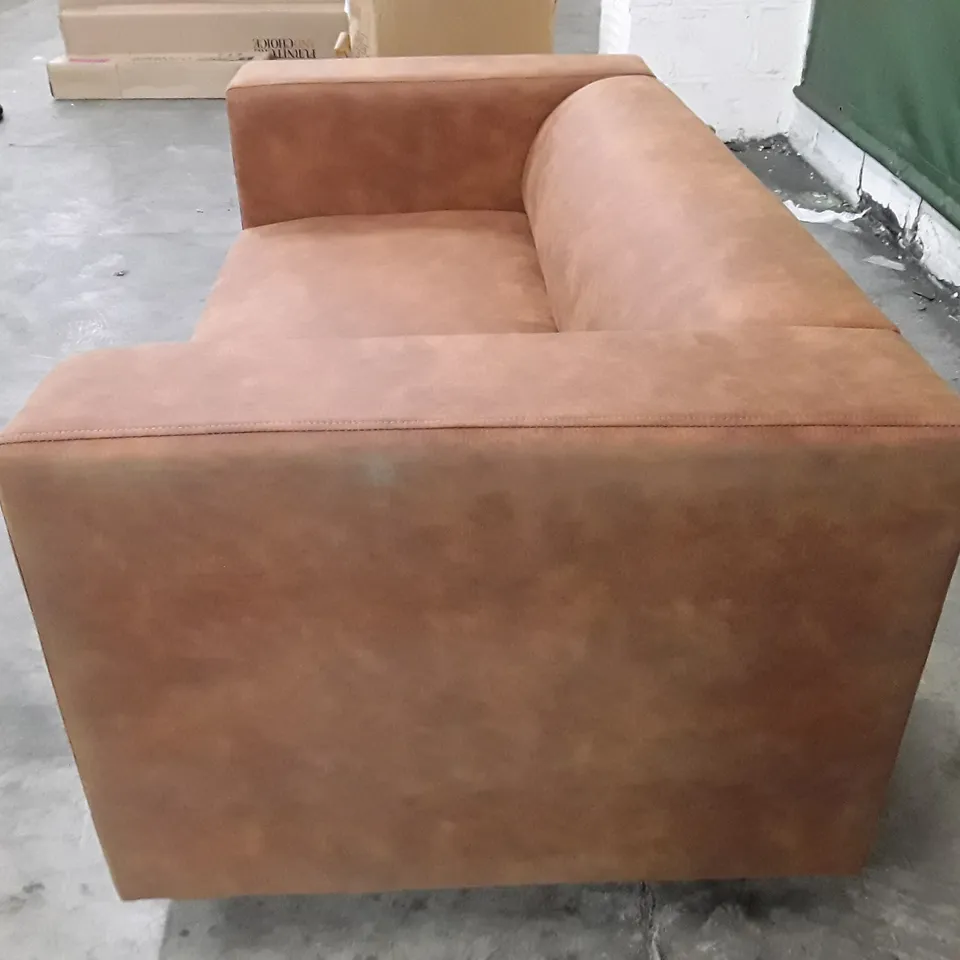 QUALITY DESIGNER 2 SEATER SOFA - TAN FABRIC