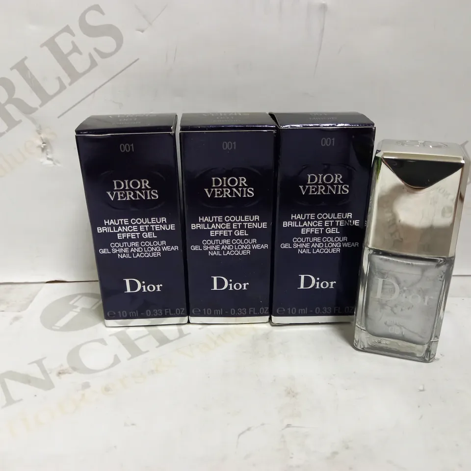 3 X 10ML DIOR DIOR VERNIS GEL SHINE LONGWEAR NAIL LACQUER - 001 MIROIR