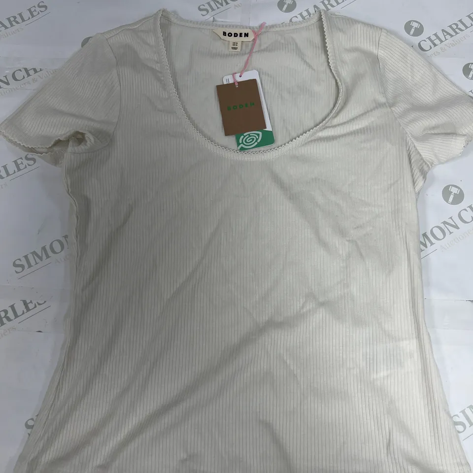 BODEN SCOOP NECK TOP IN WHITE SIZE 14