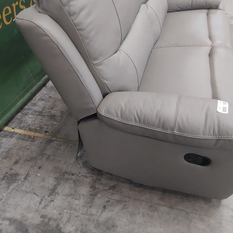 DESIGNER SIENNA MANUAL RECLINING THREE SEATER SOFA GREY LEATHER 