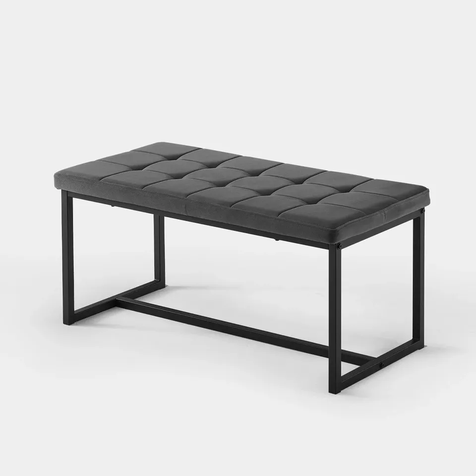 BOXED WYN VELVET DINING BENCH END-OF-BED BENCH - GREY