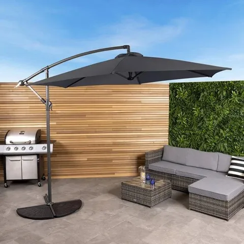 BOXED 3M HANGING GARDEN PARASOL - GREY (1 BOX)