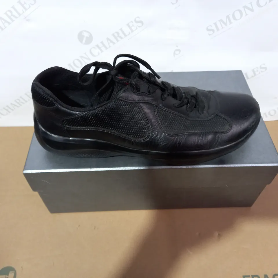 BOXED PAIR OF PRADA BLACK TRAINERS SIZE 9