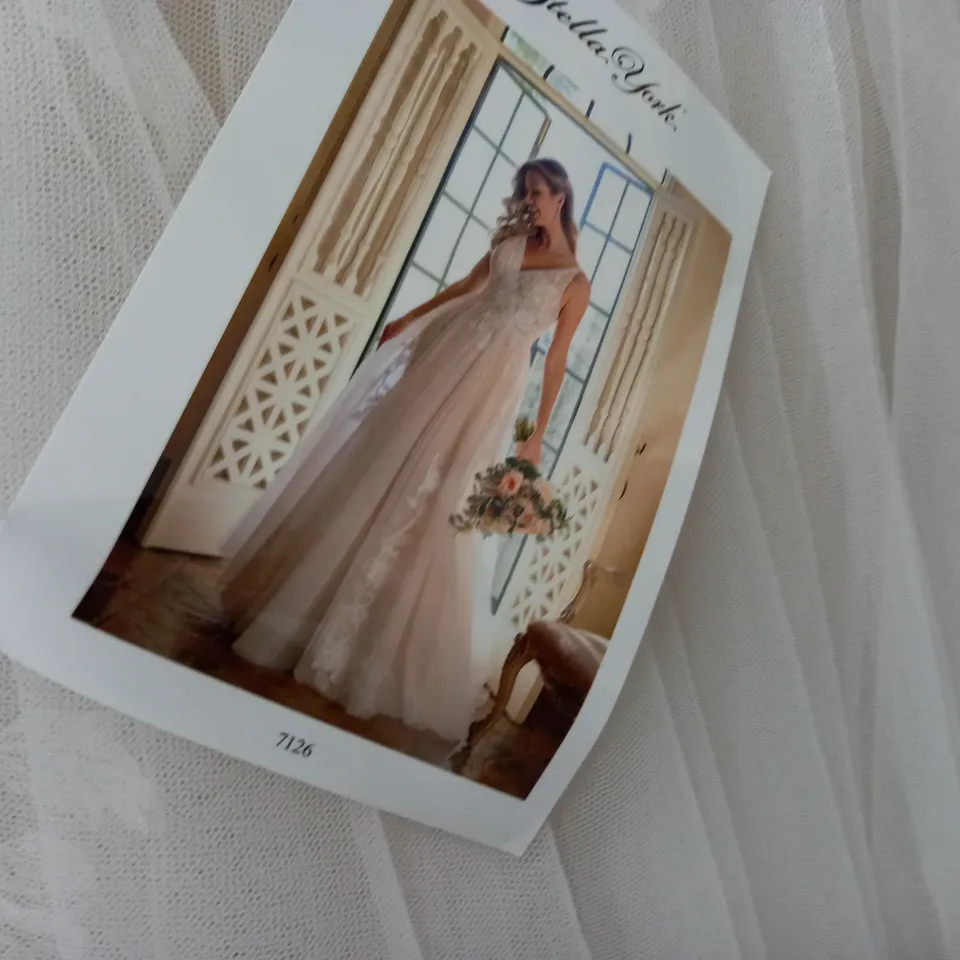 STELLA YORK IVORY NET WEDDING DRESS - UK 12