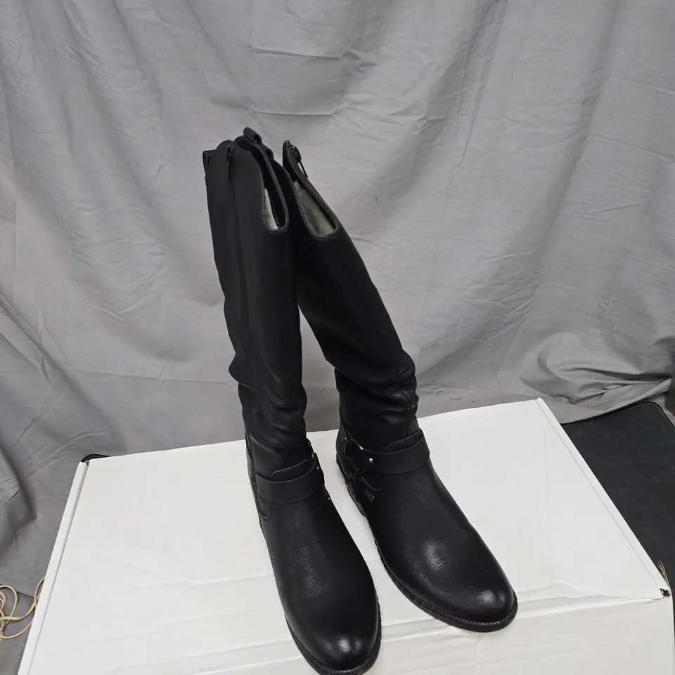 RIEKER BLACK LEATHER KNEE-HIGH BOOTS – EU SIZE 40
