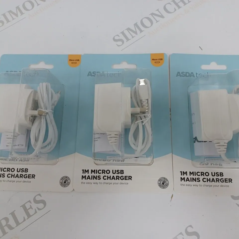 LOT OF 3 1M MICRO USB MAINS CHARGER