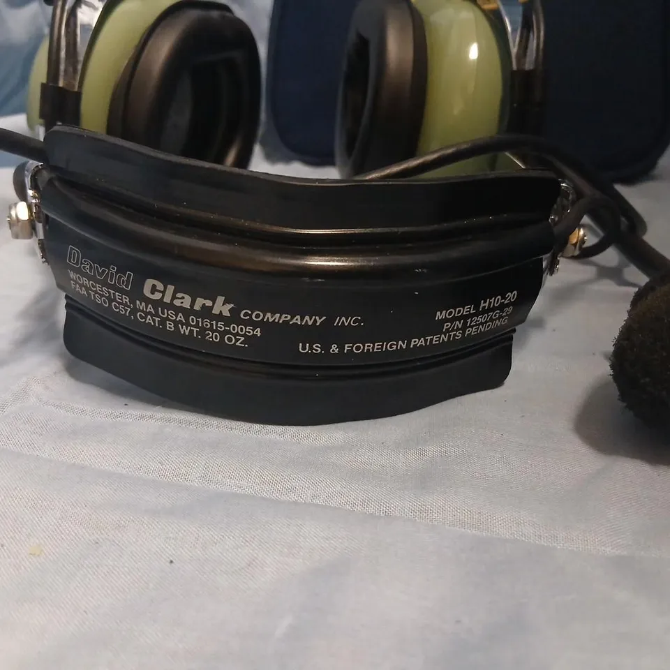 DAVID CLARK H10-20 AVIATION HEADSET WITH BOOM MICROPHONE – GREEN EARCUPS
