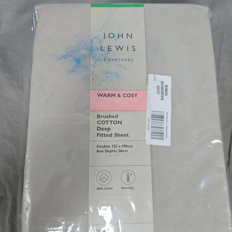 JOHN LEWIS & PARTNERS WARM & COSY BRUSHED COTTON DEEP FITTED SHEET – DOUBLE (135 X 190 CM)