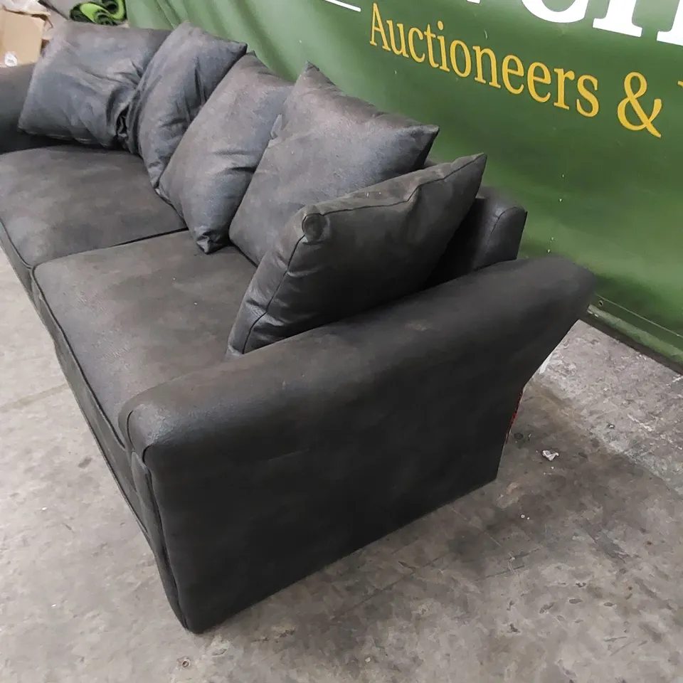 DESIGNER DURY LEATHER LOOK 4 SEATER SOFA