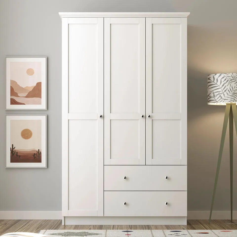 BRAND NEW BOXED VIVENSE 3 DOOR WARDROBE - WHITE (2 BOXES)