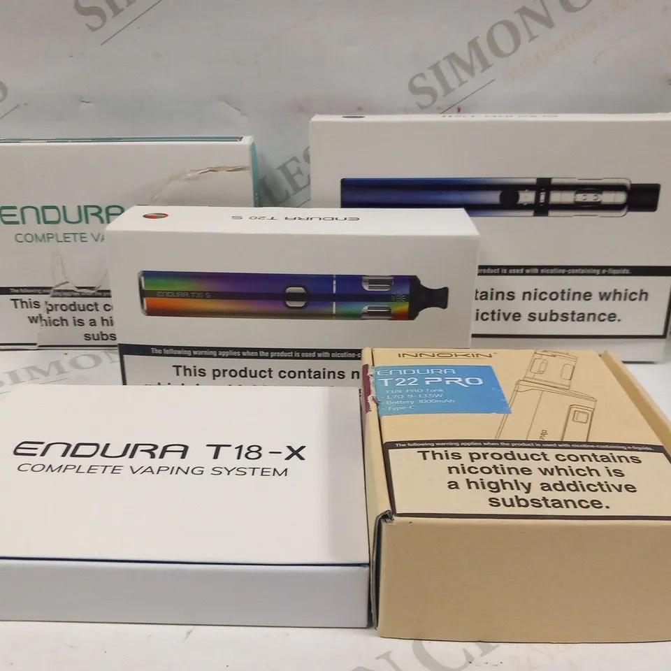 5 ASSORTED INNOKIN VAPING PRODUCTS TO INCLUDE; ENDURA T20 S, ENDURA T18II AND T22 PRO