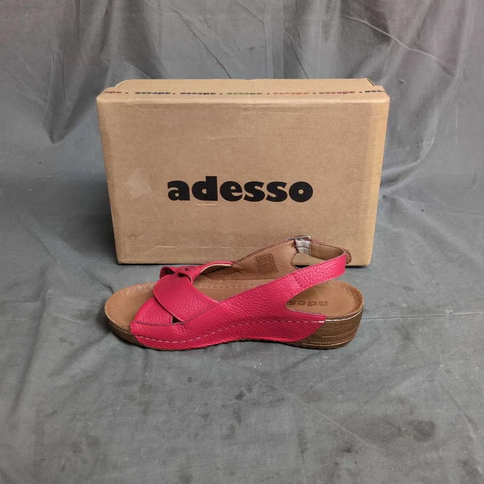 ADESSO WOMEN’S PINK LEATHER WEDGE SANDALS – UK 5 (EU 38)