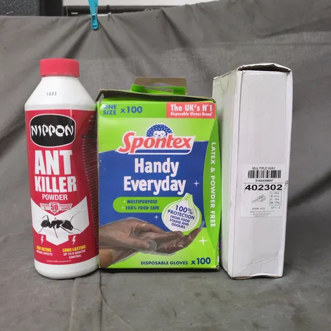 BOX OF APPROXIMATELY 20 ASSORTED HOUSEHOLD ITEMS TO INCLUDE ANT KILLER POWDER, DISPOSABLE GLOVES, ETC - COLLECTION ONLY