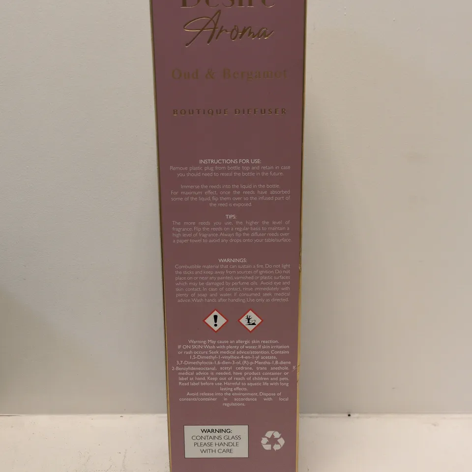 DESIRE AROMA OUD & BERGAMOT BOUTIQUE DIFFUSER – 1000ML, BOXED