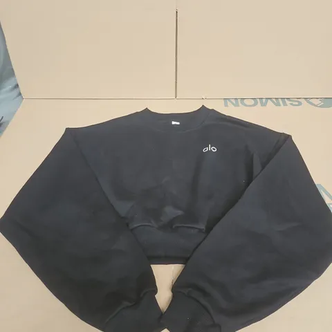 ALO BLACK CROP LONG SLEEVE JUMPER SIZE XXS