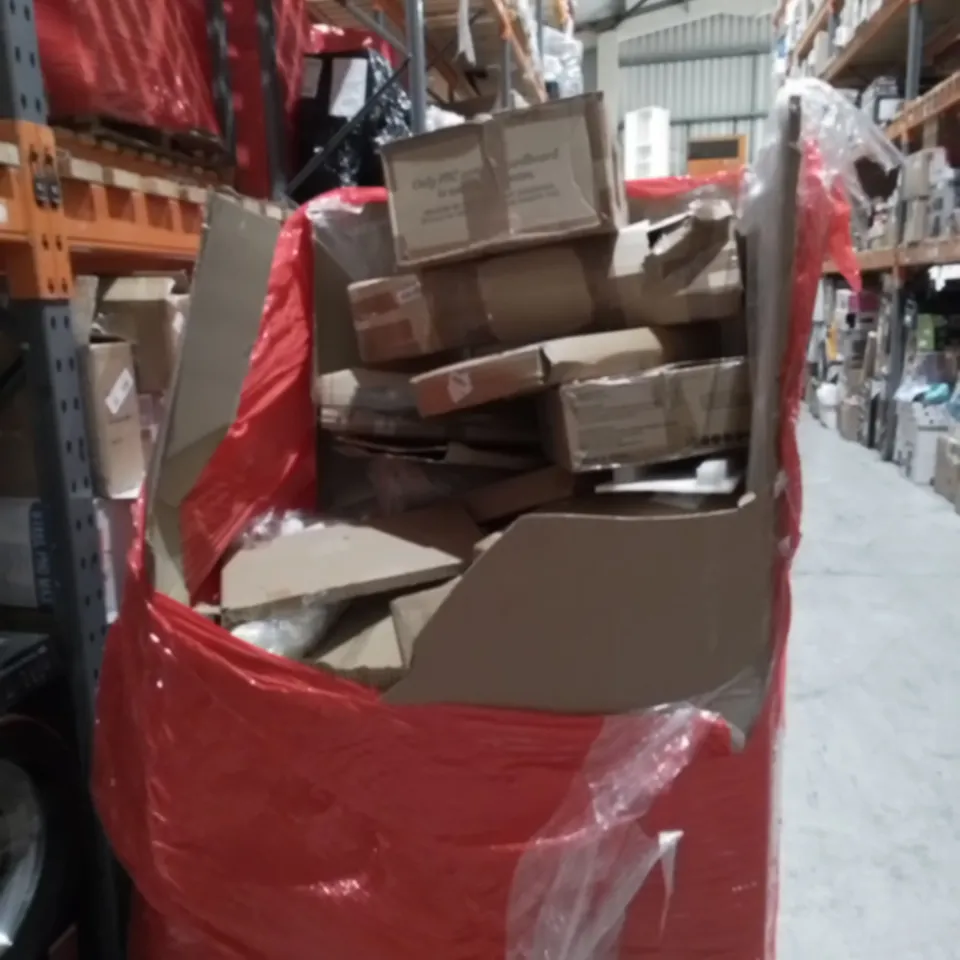 PALLET OF ASSORTED ITEMS TO INCLUDE: ALPHABET SUPER SOFT PLAY MAT, A3 LED LIGHT PAD, TOY SWORD (DAMAGED), OVER THE DOOR SHOE RACK, TV STAND WITH MOUNT ETC