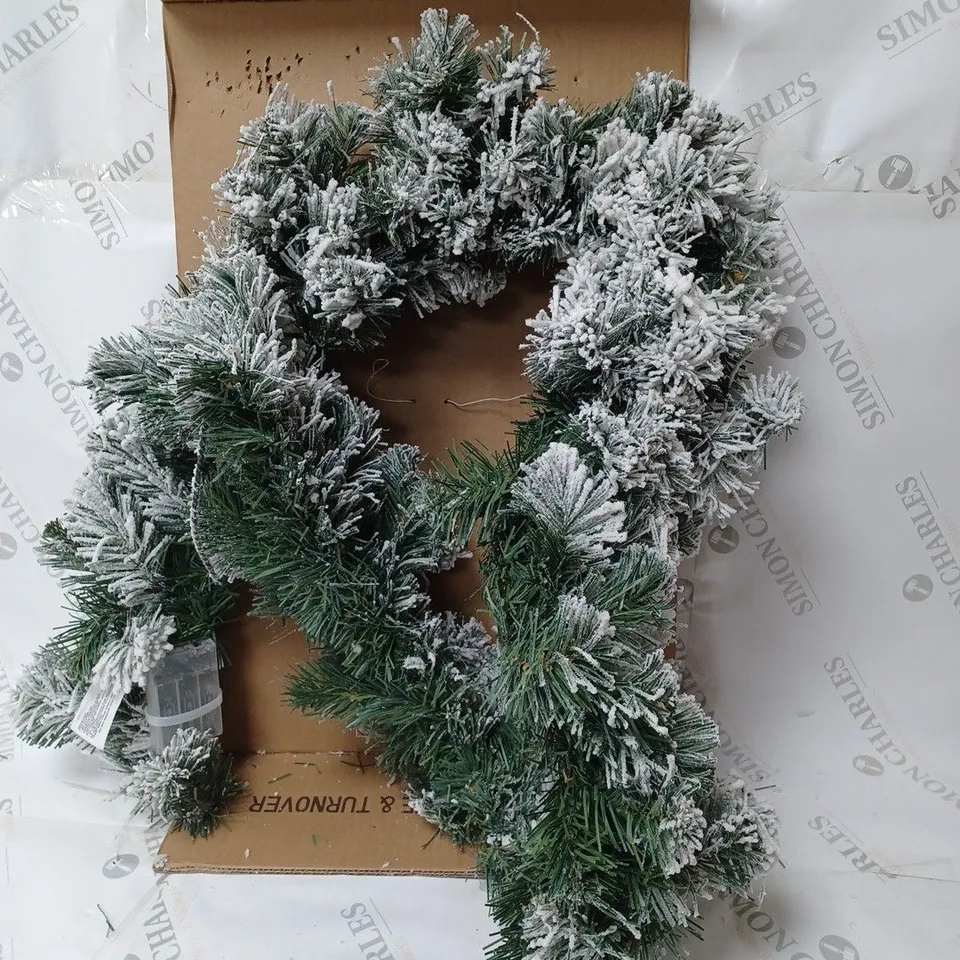 BOXED 6FT PRE LIT EMPEROR FLOCKED GARLAND RRP £44.99