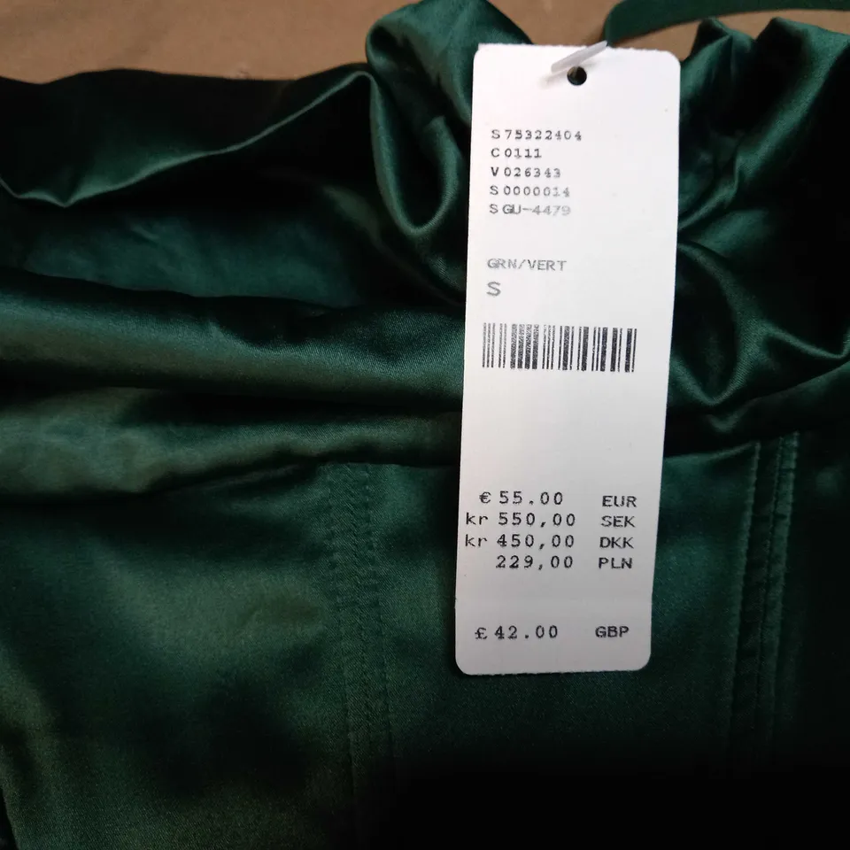 URBAN OUTFITTERS GREEN SATIN CROPPED TOP - SMALL