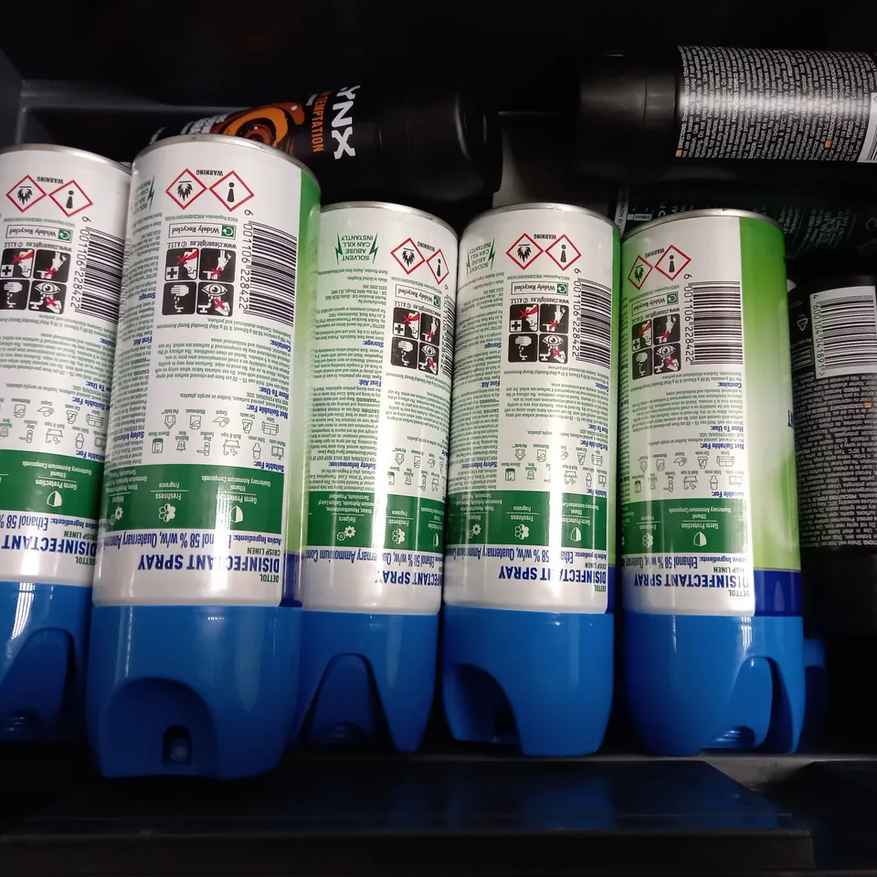 BOX OF APPROX 10 ASSORTED AEROSOLS INCLUDING DETTOL DISINFECTANT SPRAY, LYNX DARK TEMPTATION AND BRUT ORIGINAL - COLLECTION ONLY