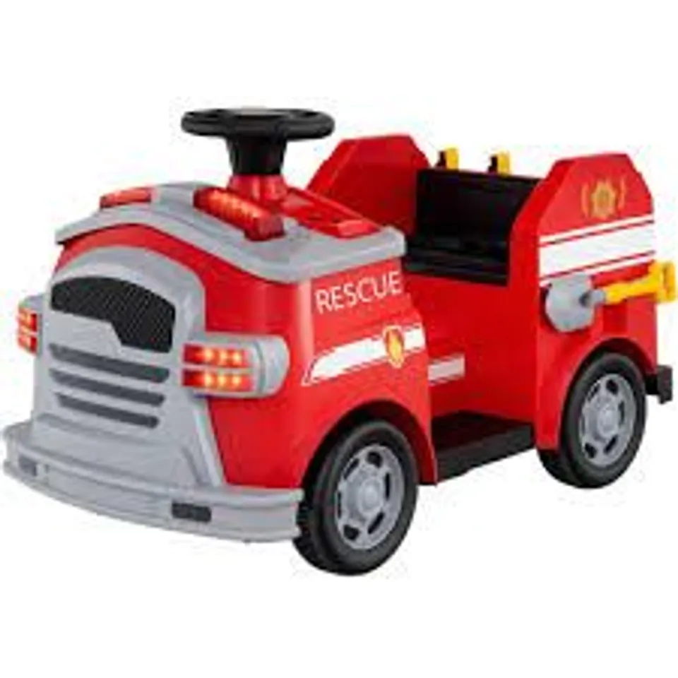 BOXED COSTWAY KIDS RED RIDE ON FIRE TRUCK WITH SHOVEL AND WRENCH 12V