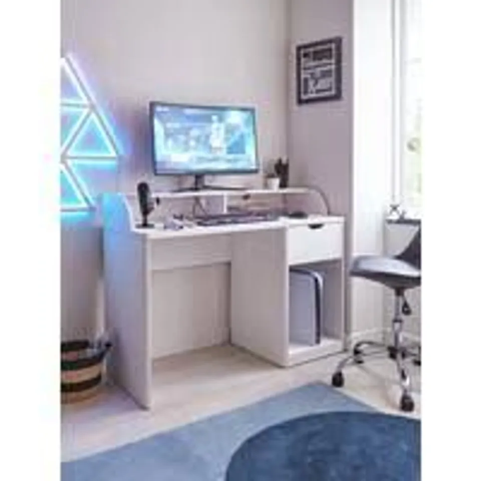 BOXED ASPEN GAMING DESK - WHITE OAK - COLLECTION ONLY