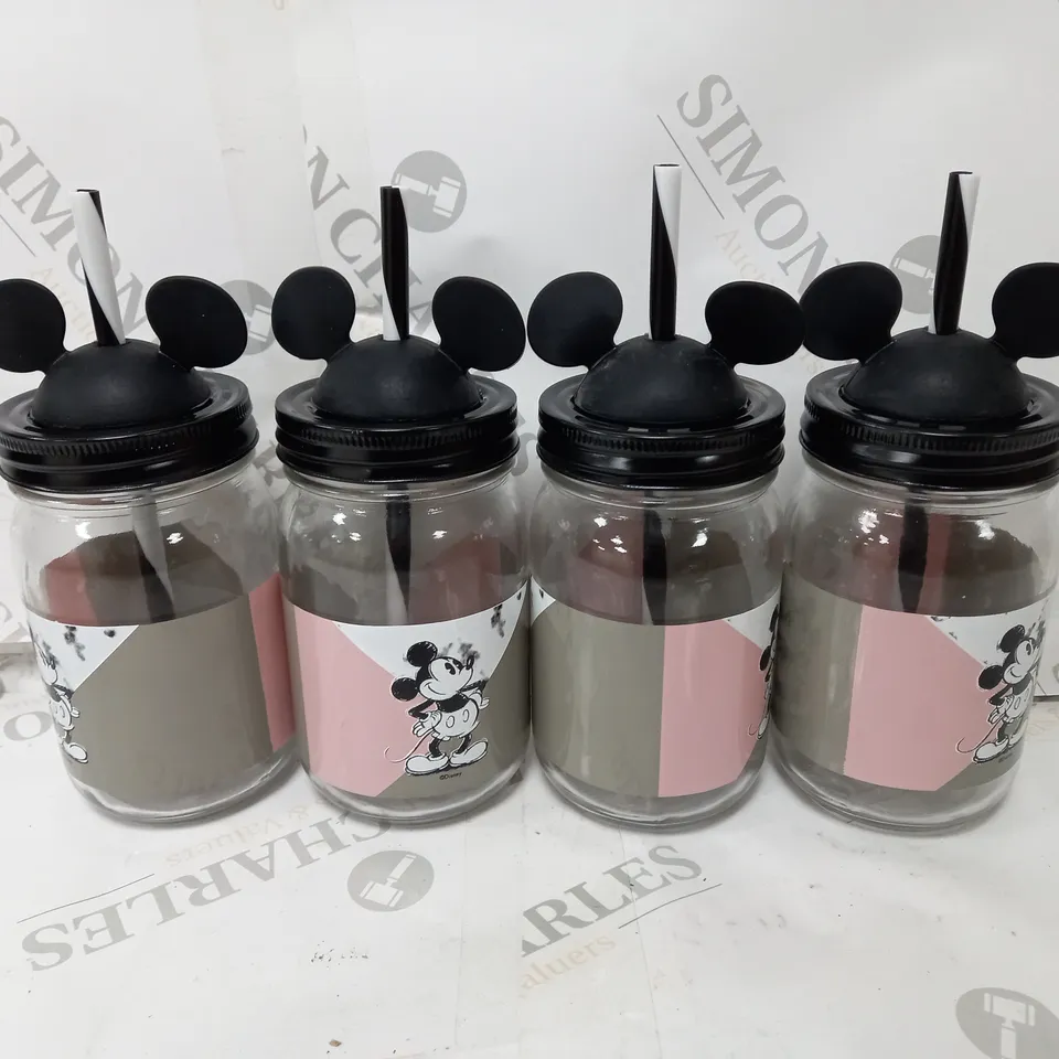 BOX OF 4 DISNEY MICKY MOUSE MASON JARS