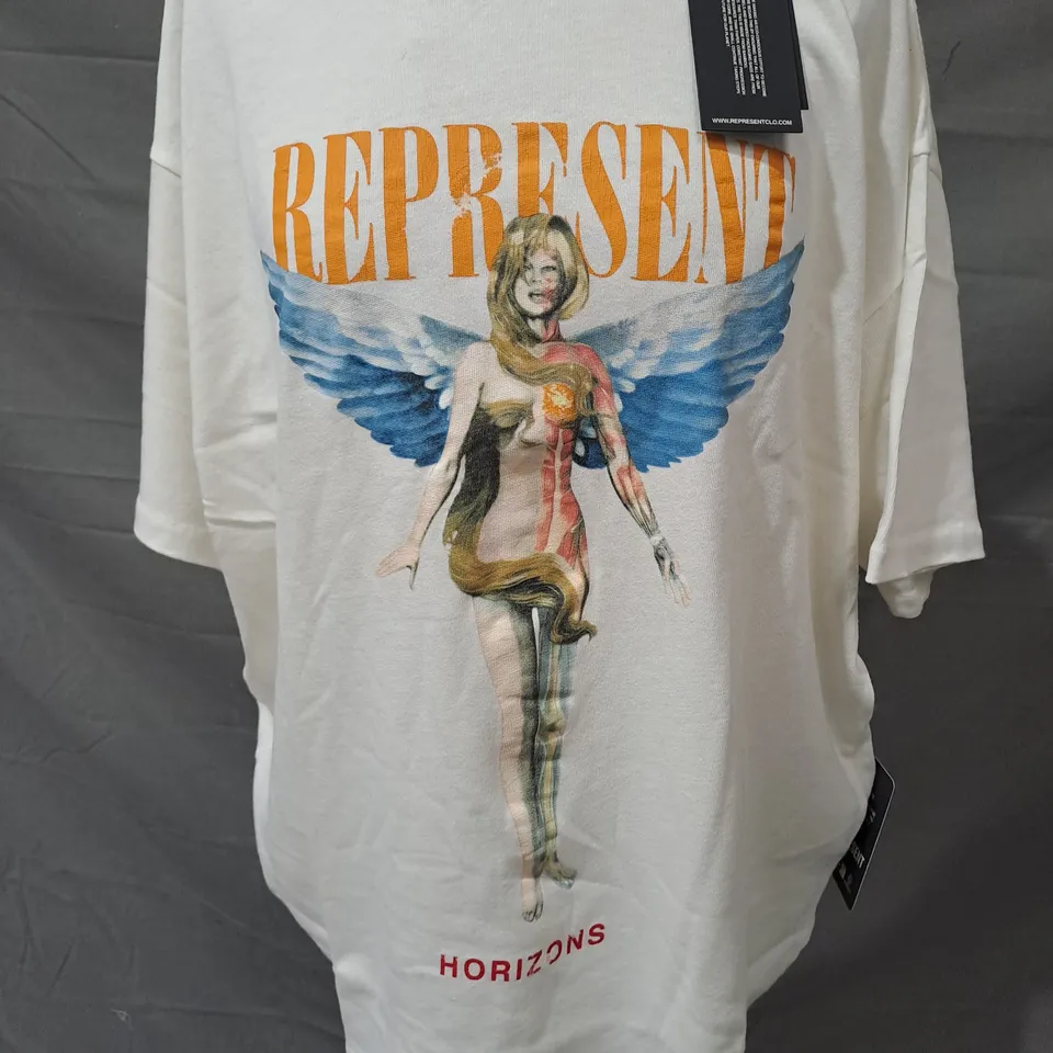 REPRESENT REBORN T-SHIRT IN WHITE SIZE MEDIUM