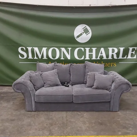 WINDSOR 3 SEATER FABRIC SCATTER BACK SOFA - GREY