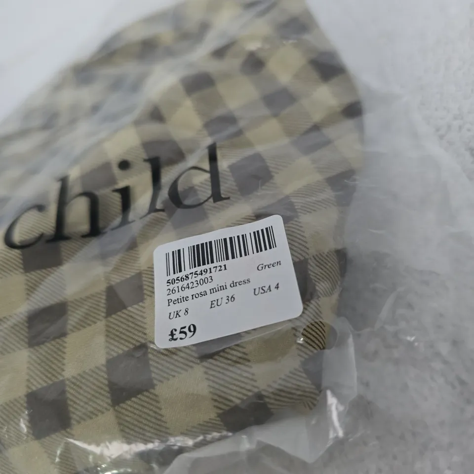 NOBODYS CHILD PETITE ROSA MINI DRESS – GREEN, UK 8 (EU 36, USA 4)