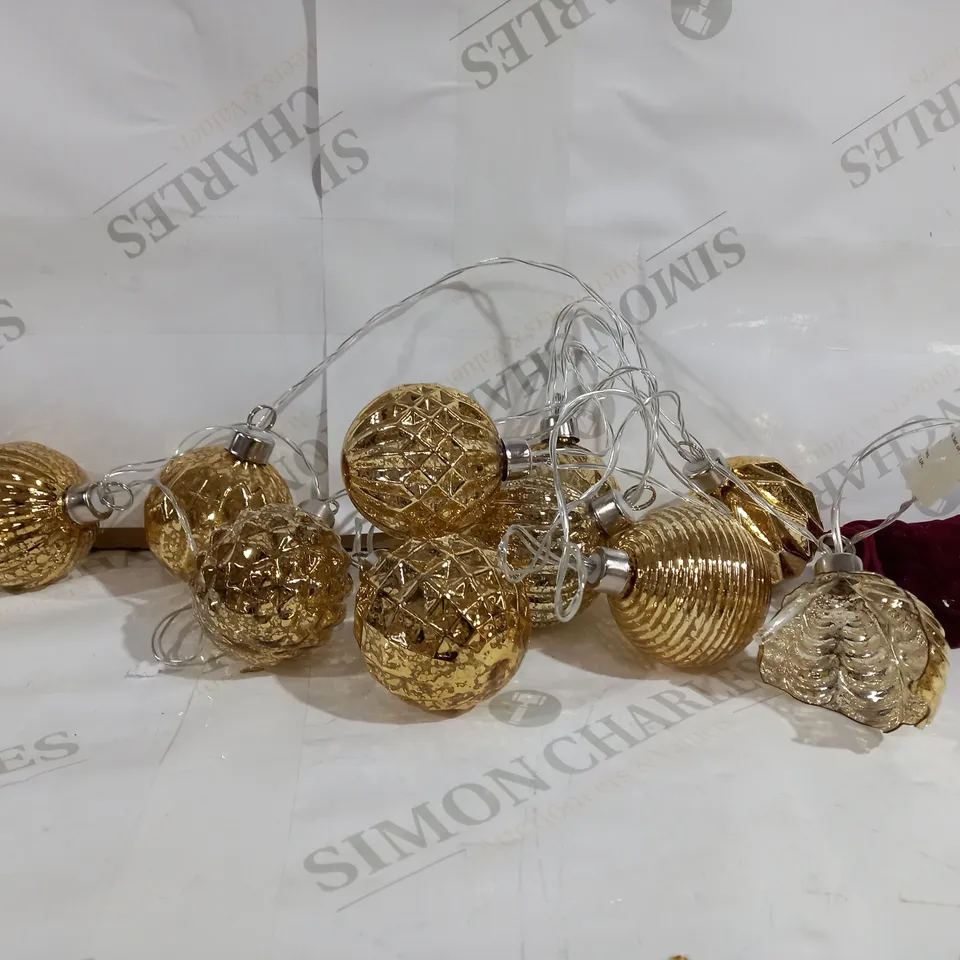 ALISON CORK MERCURY GLASS SET OF 10 BAUBLE LIGHT STRAND