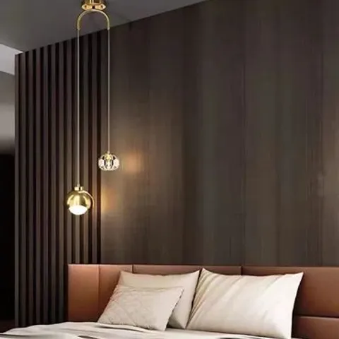 BOXED GOLD 2 - LIGHT SPHERE CHANDELIER CEILING LIGHT WITH CRYSTAL ACCENTS (1 BOX)