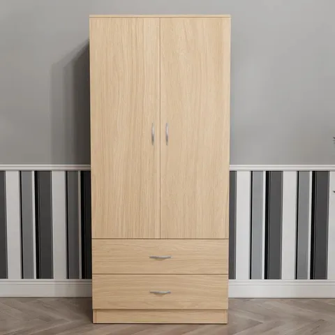 BOXED MAYBERY 2 DOOR 2 DRAWER WARDROBE, WITH SHELF AND HANGING RAIL - PINE (2 BOXES)