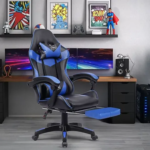 BOXED NEO SIT BETTER WORK HARDER GAMING LOUNGER IN BLUE