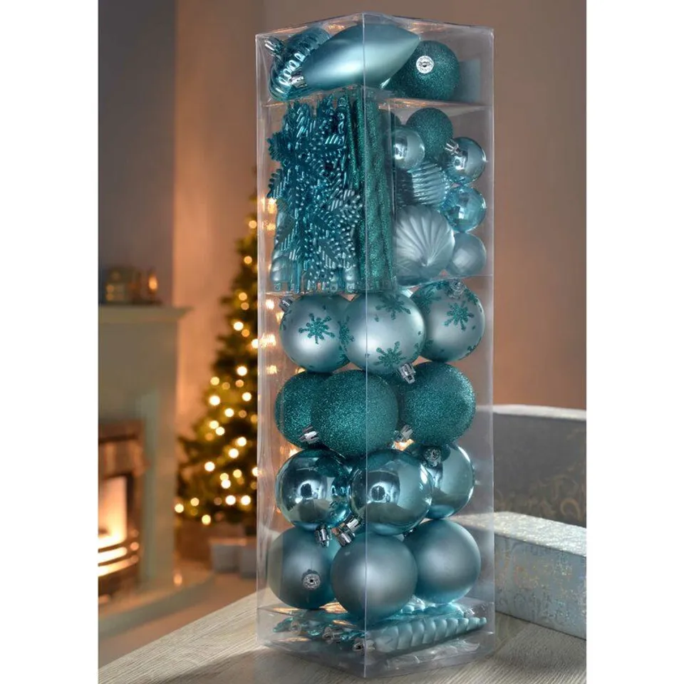 BOXED 72 PIECE SHATTERPROOF DELUXE CHRISTMAS TREE ORNAMENT 