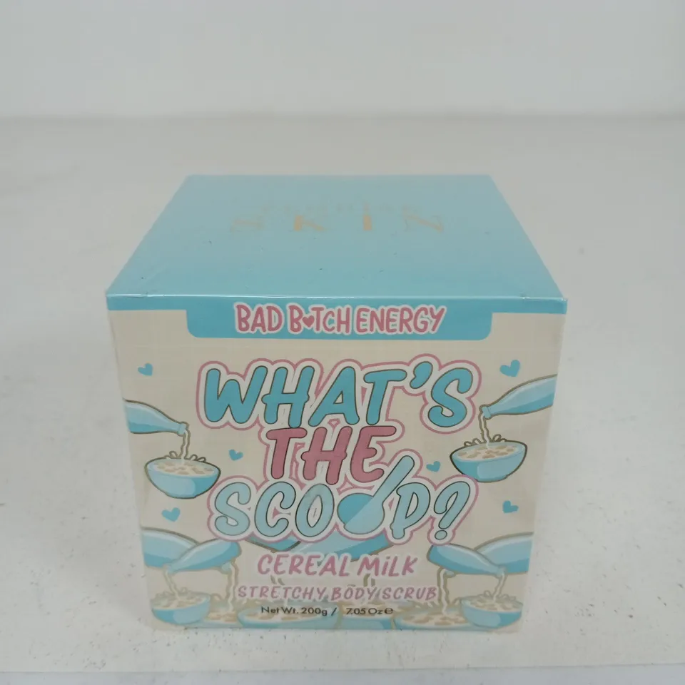 SEALED PLOUISE BAD BITCH ENERGY WHAT'S THE SCOOP? CEREAL MILK STRETCHY BODY SCRUB 200G