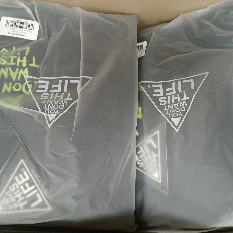 BOX OF APPROXIMATELY 10 YOU DON'T WANT THIS LIFE PAINTER HOODIE IN BLACK/NEON YELLOW SIZE MEDIUM