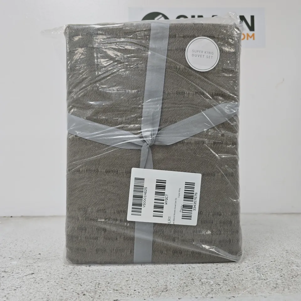 MICHELLE KEEGAN HOME LINEN BLEND WOVEN DUVET SET - SUPER KING